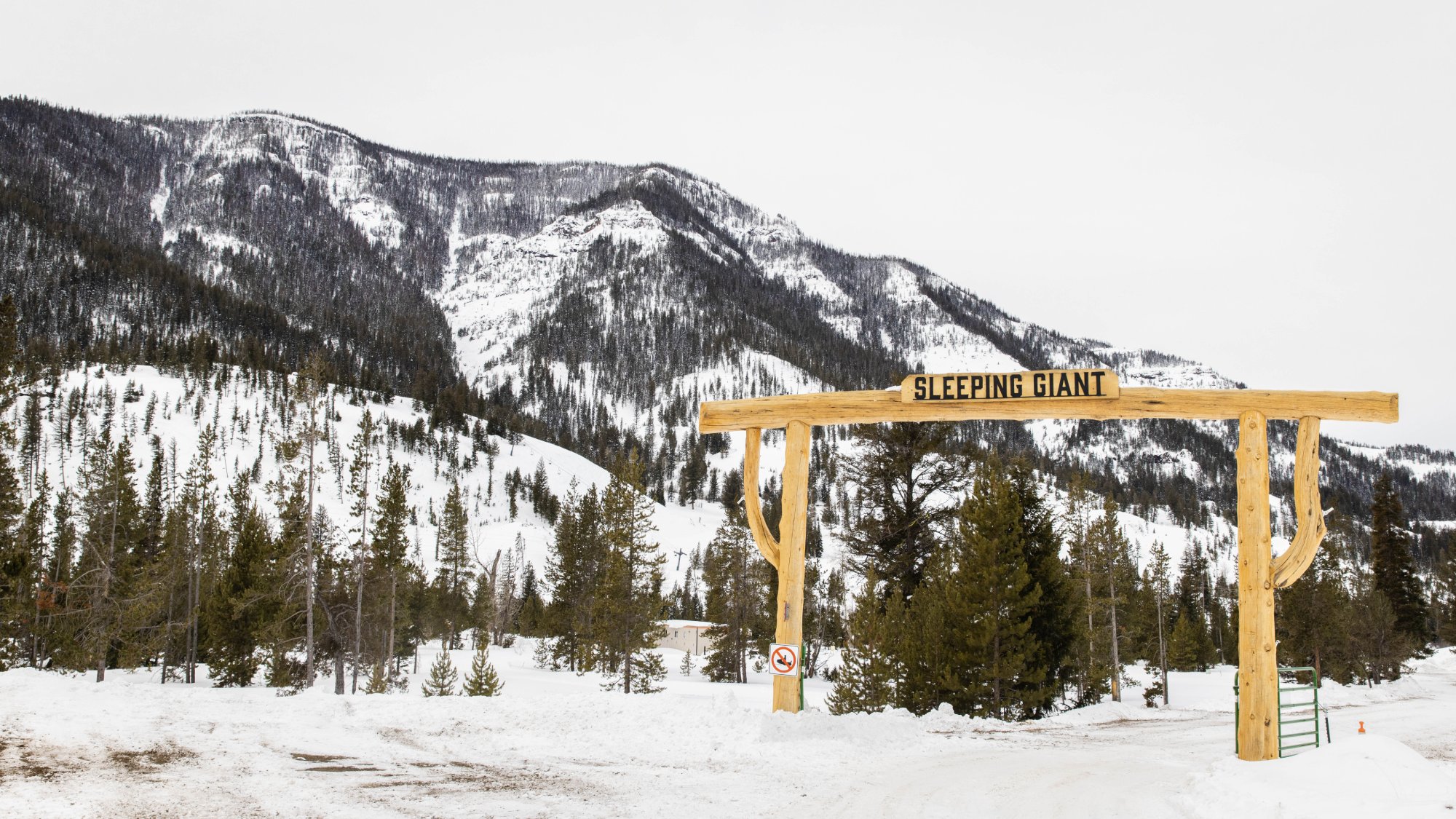 The Sleeping Giant sign in Cody Yellowstone