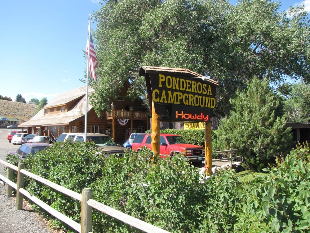The Ponderosa Campground in Cody Yellowstone on a warm summer day