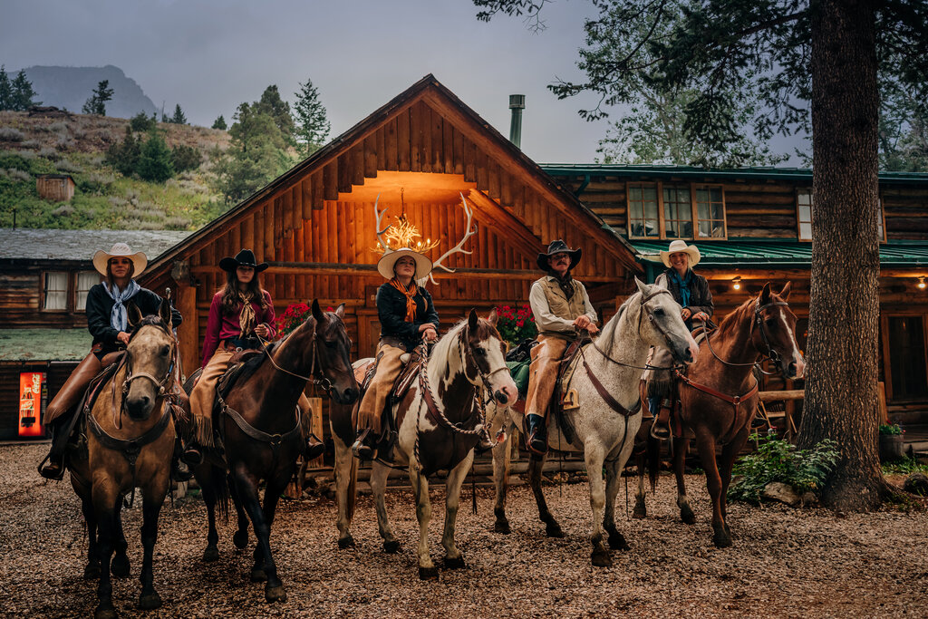 People on horses at a dude ranch