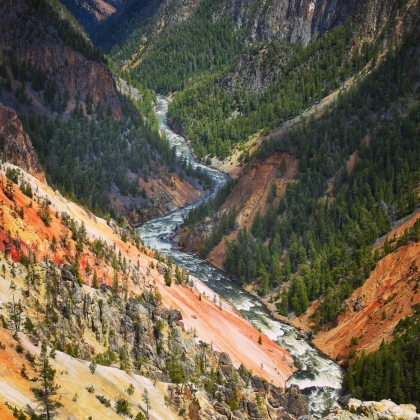 A picturesque scene of the Grand Canyon of Yellowstone, highlighting its majestic cliffs and vibrant landscape