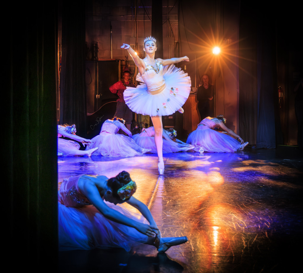 A ballerina on stage dancing