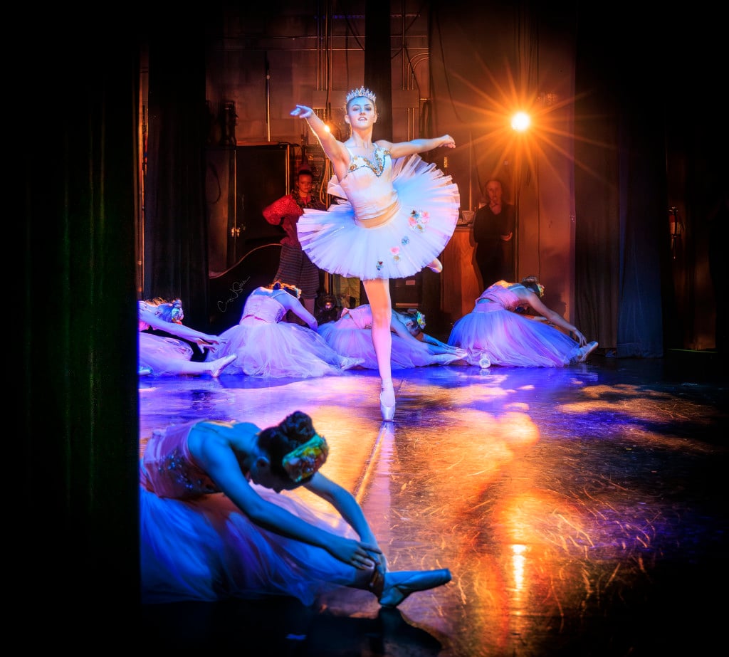 A ballerina on stage dancing